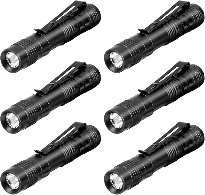 6 Pack Mini Pocket Flashlight, 3.5" Small LED Pen Light with Clip, 500 Lumen Torch White Light