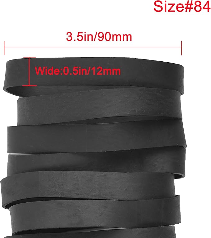 AMUU Rubber Bands Size #84 Tactical Rubber Bands Black Elastics Bands 50 Pack Wide Thick for Office