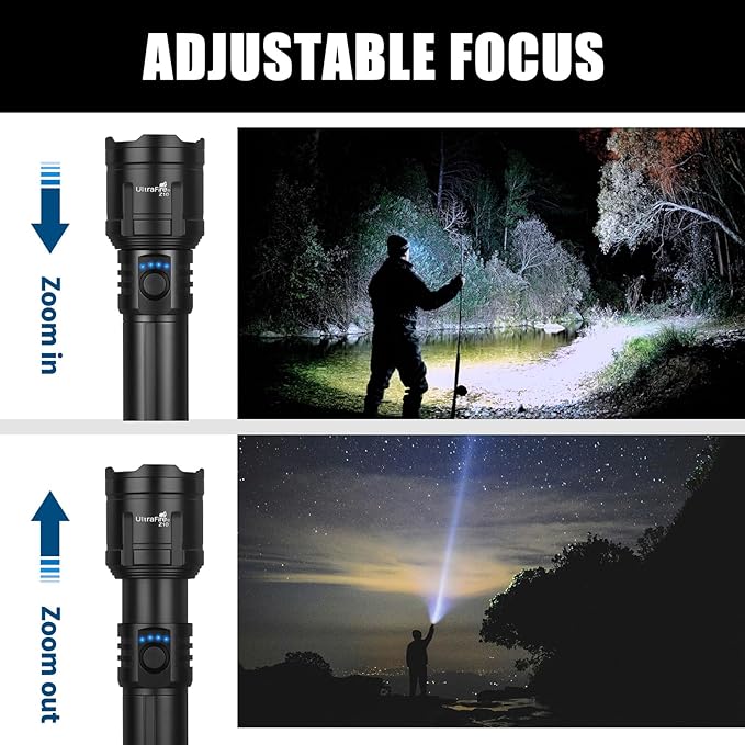 ULTRAFIRE Flashlights High Lumens with Ignition Lens, 1500 LM Super Bright Zoomable Tactical