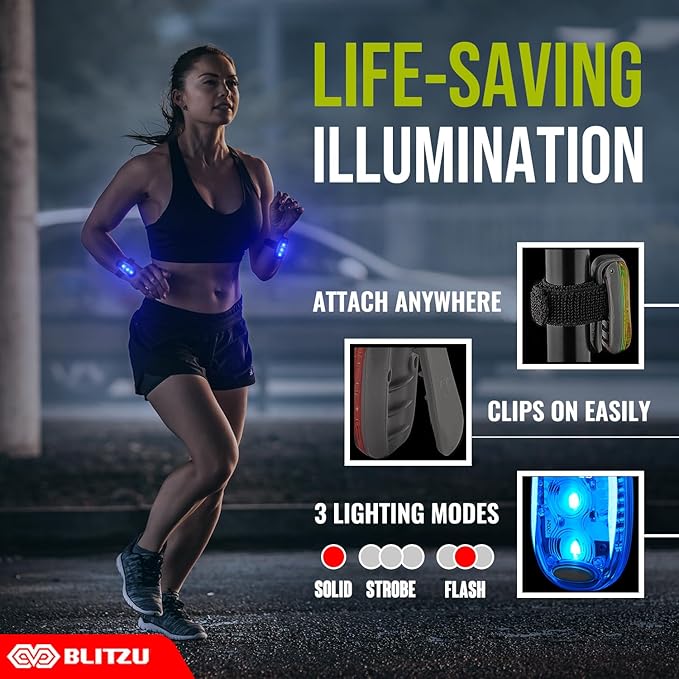 4 Pack LED Safety Light, Clip on Reflective Gear Lights for Walking at Night, Running, Jogging