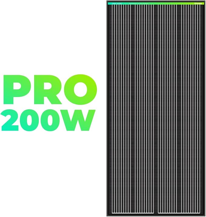 Newpowa PRO 200 Watt 12 Volt Monocrystalline 200W 12V Solar Panel, 9 busbar PV Module, High