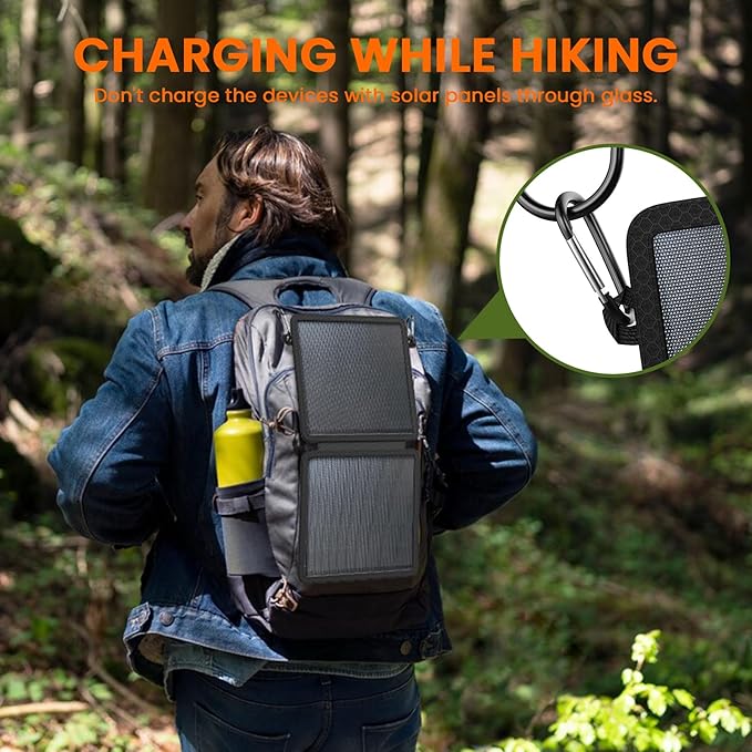 REDIGOO Portable 10W Solar Panel Charger, Mini Solar Panel with USB-C Outputs Compatible with Cell