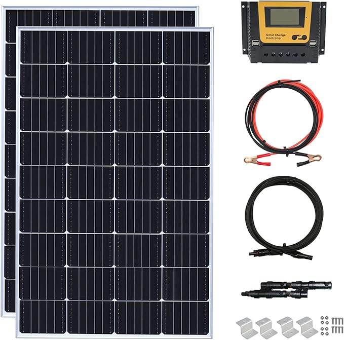 300 Watt 12Volt /24Volt Solar Panel Kit 2X150W Monocrystalline Module 30A Charge Controller for RV