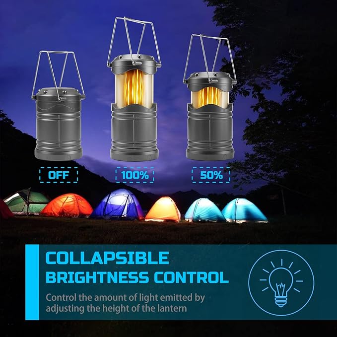 Lichamp 4 Pack LED Camping Lanterns, Collapsible Flameless Candles Tea Lights, Portable Battery