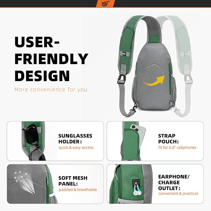 SKYSPER Sling Bag RFID Crossbody Sling Backpack Cross Body Shoulder Bag Travel Hiking Daypack for