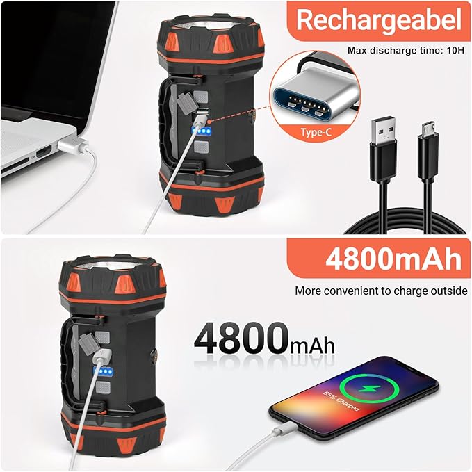 Led Camping Lantern Rechargeable, Camping Lights 1500lm, 8 Light Modes, Emergency Flashlights For
