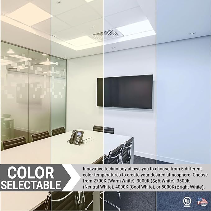 Diodesy- 1x1Ft LED Flat Panel Light 5 CCT 3000K/3500K/4000K/4500K/5000K Selectable 10W 920 Lumens