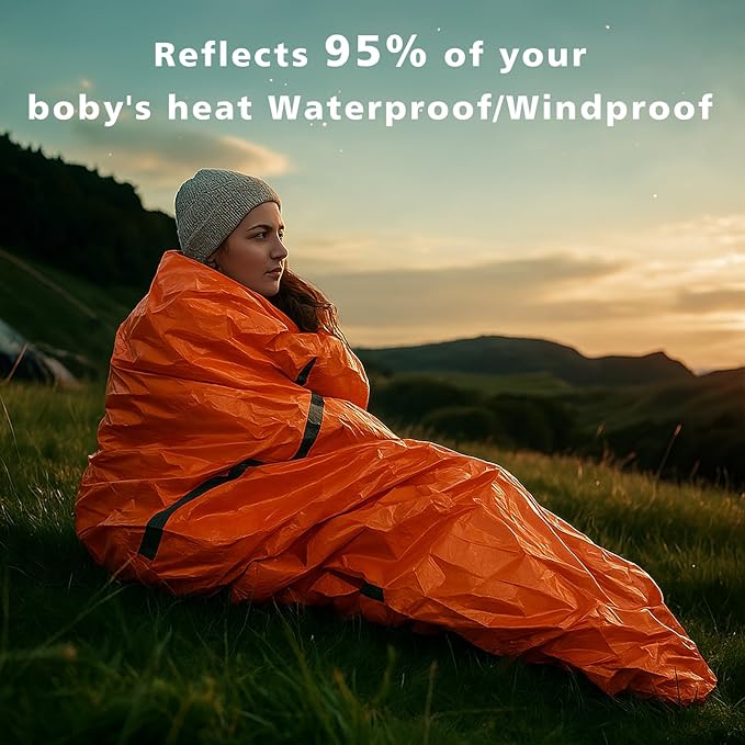 Zmoon Emergency Sleeping Bag Survival Bag, Portable Waterproof Thermal Bivy Sacks,Bivvy