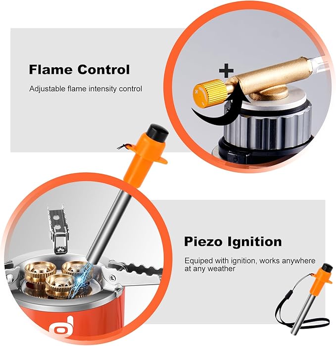 Odoland 5000W Portable Camping Stove Lightweight Camp Stove Collapsible Backpacking Stove with EVA