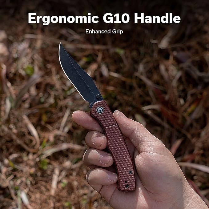 CIVIVI Clingman EDC Pocket Folding Knife with Titanium Reversible Clip, 2.99" Nitro-V Blade G10