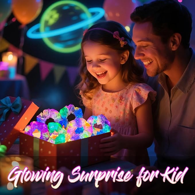 20 PCS Light up Scrunchies, 3 Glow Mode, LED Hair Accessories for Women, Glow in the Dark Party