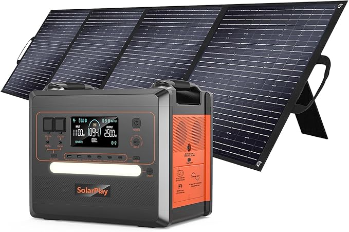 SolarPlay 2500W Portable Power Station 2304Wh(Peak 4800W), Power Station with 400W Solar Panel