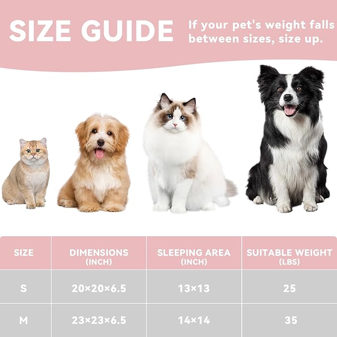 23in Round Cat Dog Bed for Large Medium Small Dogs Cats, Machine Washable Sleeping Sofa, Non-Slip