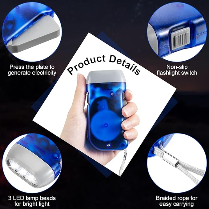 Treela 36 Pcs Hand Crank Flashlights Operation Christmas Bulk Items Squeeze Flashlight No Battery
