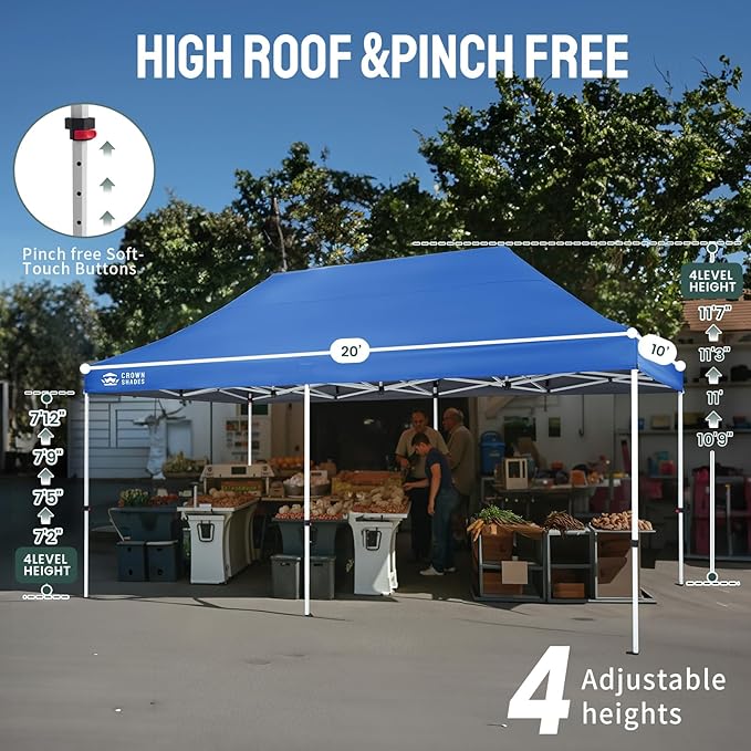 CROWN SHADES 10x20 Pop Up Canopy Tent - Commercial Canopy Tent with 400D Strength Oxford Fabric