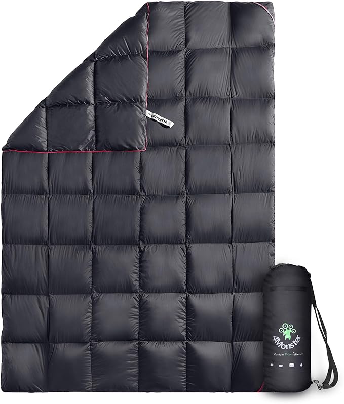 4Monster Down Camping Blanket - Outdoor Travel Quilt Puffy 650 Fill, Packable, Lightweight,Wind &