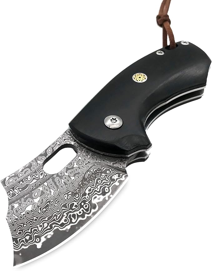 ALBATROSS Premium Folding Pocket Knife - EDC Mini VG10 Damascus Steel with 2" Blade - Ebony Wood