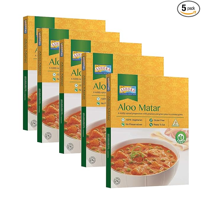 Ashoka Instant Meals 1932, All-Natural Vegan Potatoes & Peas, Kosher Certified Microwaveable Meals