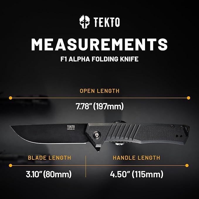 F1 Alpha Folding Pocket Knife - Modified Straight Back Blade, Titanium Coated D2 Steel, Ideal for
