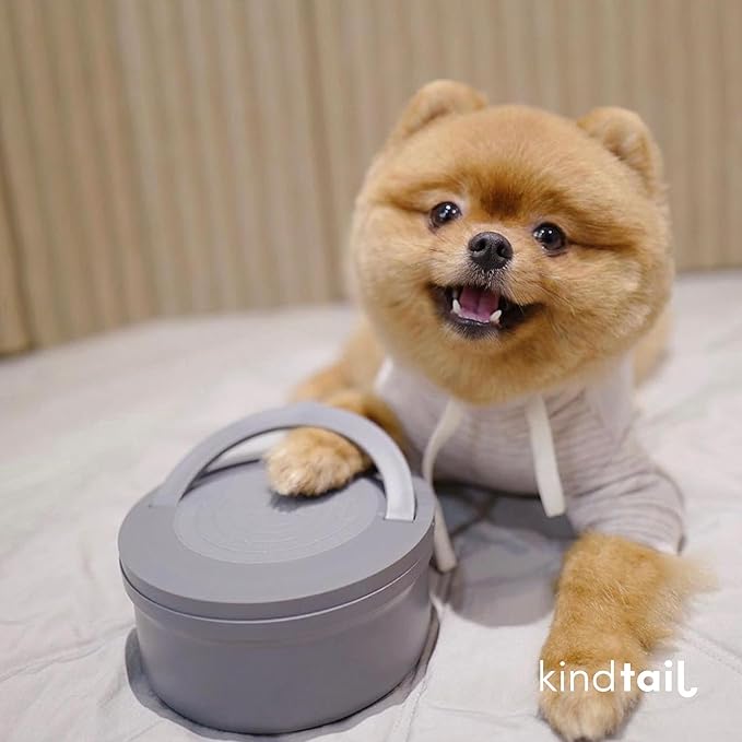 KindTail Dog Travel Bowls - Set of 2 Portable Pet Food & Water Dishes with Lid & Handle - Each