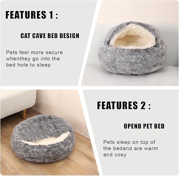 Cat Beds for Indoor Cats,Cat Cave for Puppy and Kitty,Calming Small Dog Bed for Small Dogs with