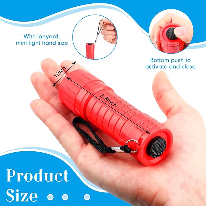 Riakrum 60 Pack 9 LED Flashlight Bulk Small Plastic Handheld Flashlights with Lanyard for Home