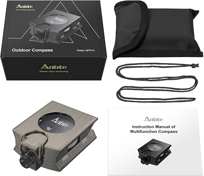 Compass Hiking Survival, IP65 Waterproof Metal Compass with Sighting Clinometer and Carry Bag