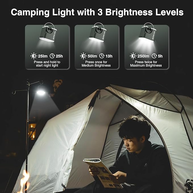 OneTigris Portable Air Pump for Inflatables,Mini Air Mattress Pump with Camping Light&2400 mAh