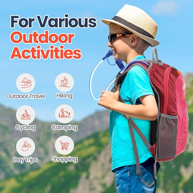 2 Pcs Kids Hydration Backpack with 1.5l Water Bladder Lightweight Kids Hiking Backpack Water