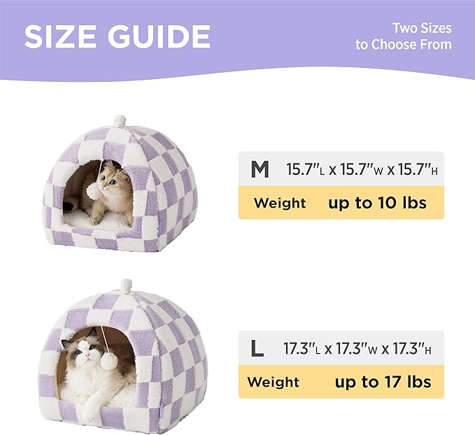 Lesure Cute Cat Beds for Indoor Cats - 2 in 1 Cat Cave Bed for Kittens and Small Pets with