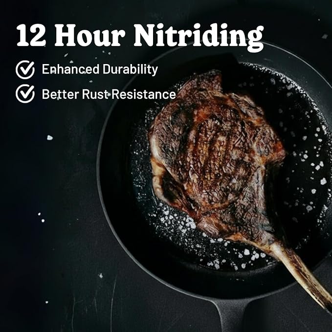 Flambo Skillet #10 - Naturally Non-Stick 10 Inch Pre-Seasoned Cast Iron Frying Pan - Smooth