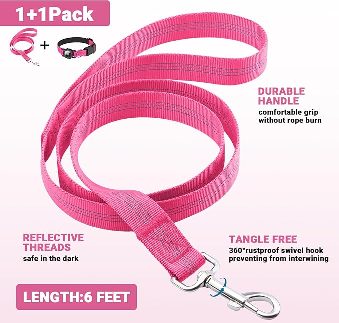 AirTag Dog Collar and Leash, IP68 Waterproof Integrated with Reflective, Ultra-Durable, Comfortable