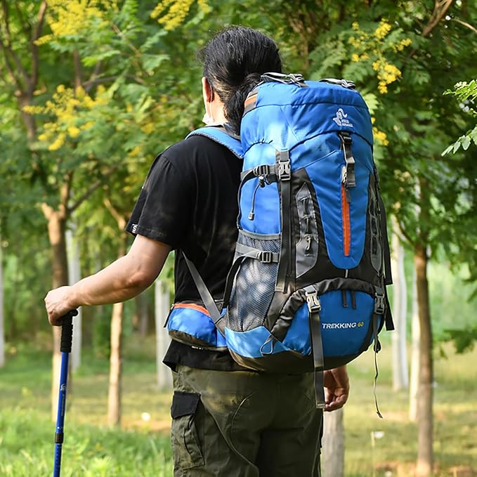 Bseash 60L Hiking Camping Backpack with Rain Cover, Waterproof Large Capacity Outdoor Sport Travel