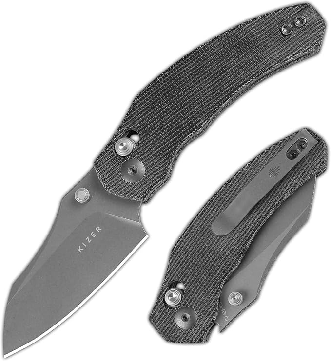 Kizer Mini Bulldog Pocket Knife, 2.5??Nitro V Sheepsfoot Blade Folding Knife, Micarta Handle Clutch