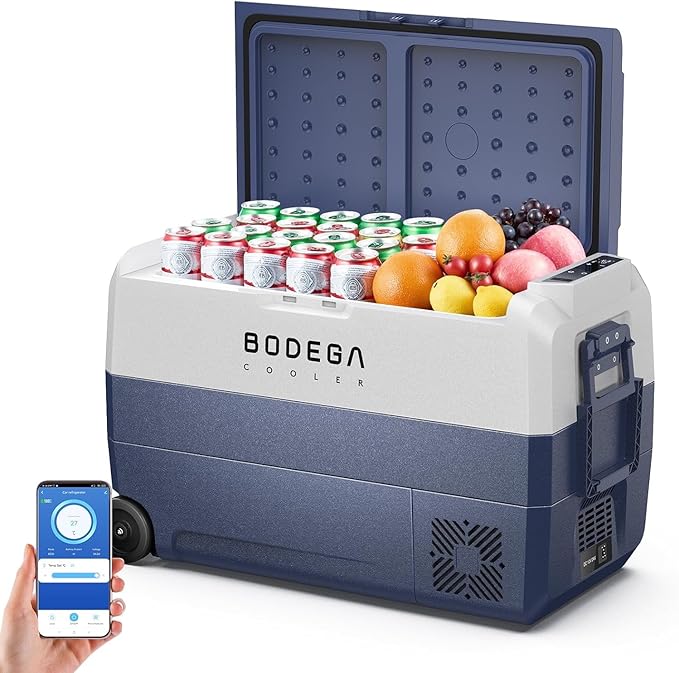 BODEGACOOLER 12 Volt Car Refrigerator,53Quart RV Fridge APP Control, Portable Car Freezer, (50L)