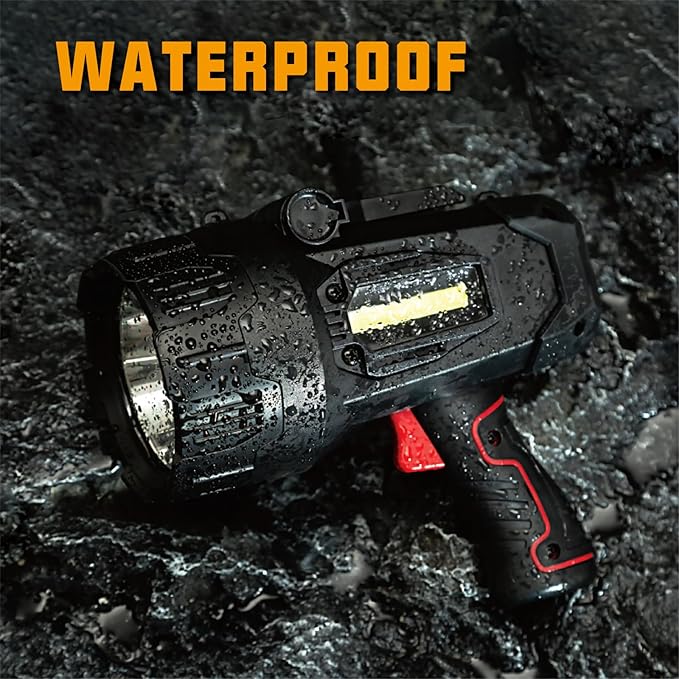 Durapower Rechargeable Spotlight, 1500 Lumens LED Spotlight Flashlight, Waterproof Handheld Spot