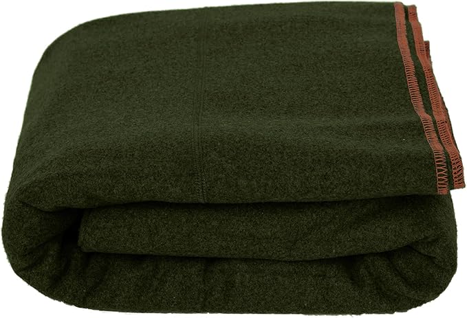 Peryiter 2 Pcs Military Wool Blanket Large 64" x 88" Camping Blanket Survival 3.3 Lbs Each Thick