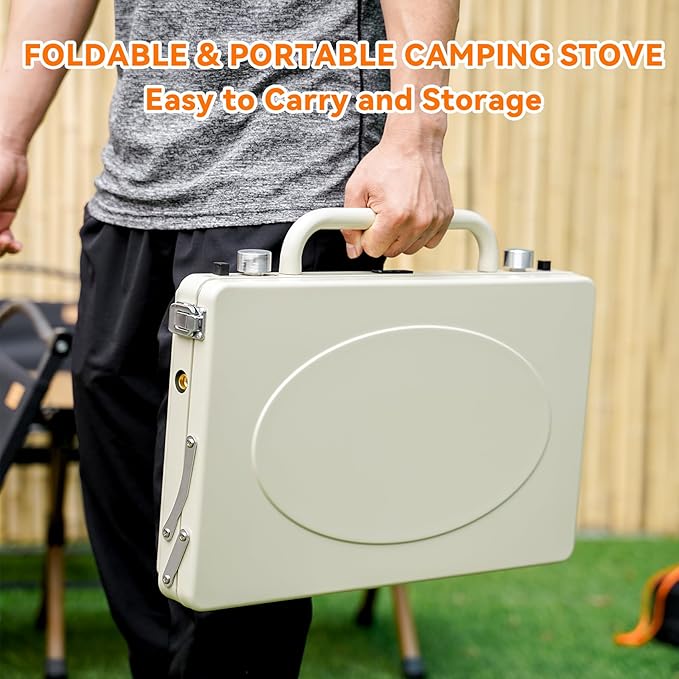 ONLYFIRE OUTDOOR LIVING Portable Camping stove 2-Burner, Propane Gas Stove with Foldable Legs, Camp