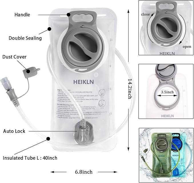 Hydration Bladder 1.5L-2L-3L,Leak Proof Water Reservoir, BPA Free Military Water Storage Bladder
