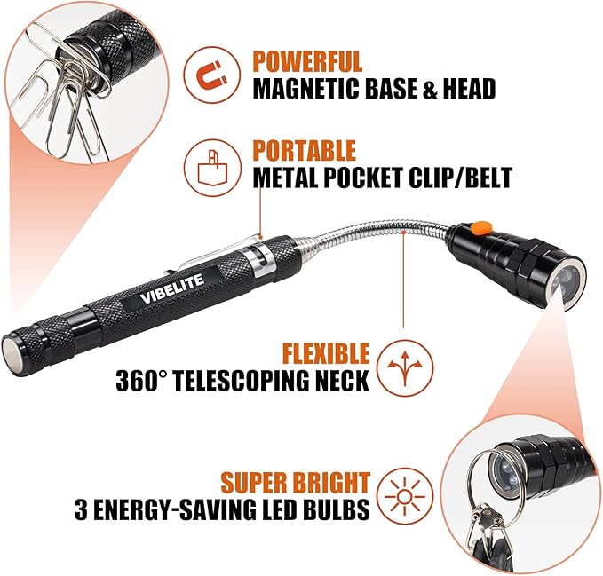 VIBELITE Gifts for Dad, Magnetic Pickup Tool and 6 in 1 Multitool Pen with Touch Screen Stylus