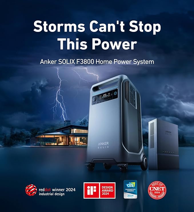 Anker SOLIX F3800 Portable Power Station, 3840Wh, LiFePO4 Batteries, Ultra-High 6000W AC Output
