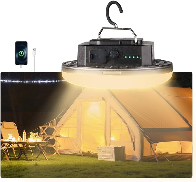 Transparent Portable Rechargeable LED Camping Lights,Waterproof Outdoor Light with 5000Lm,Super