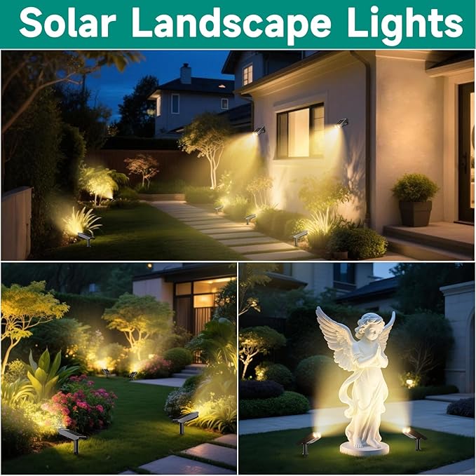Solar Lights Outdoor Waterproof: 2 IN 1 Solar Spot Lights with 2 Lighting Modes & PC Light Guide
