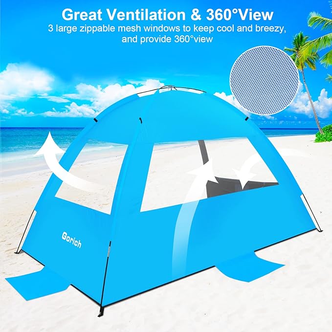 Gorich Beach Tent Sun Shelter for 3/4-5/6-7/8-10 Person with UPF 50ï¼?UV Protection, Lightweight &