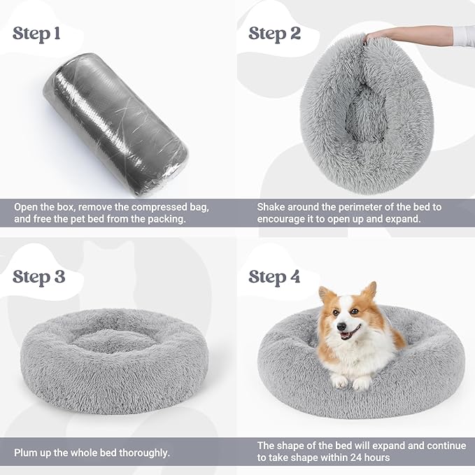 rabbitgoo Calming Dog Bed for Small Medium, 30 inches Pet Bed Machine Washable, Non-Slip Round