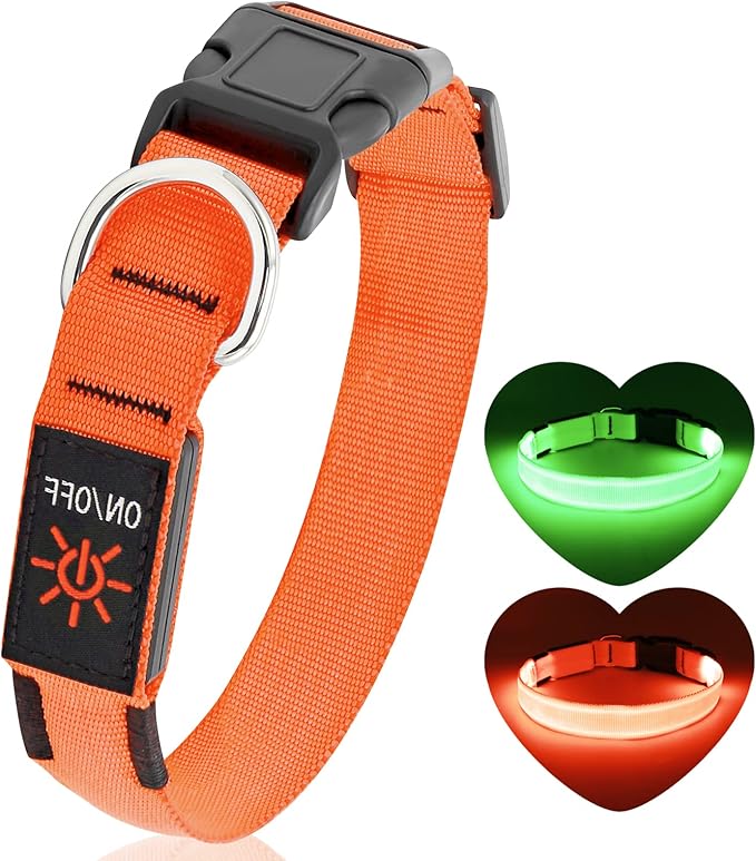 Light Up Collar at Night, LED Adjustable, Rechargeable Waterproof Dog Lights for Night Walking