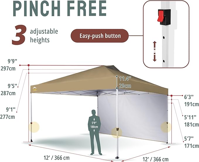 CROWN SHADES 12x12 Pop Up Canopy Tent Instant Commercial with 150D Silver Coated Fabric Including 1
