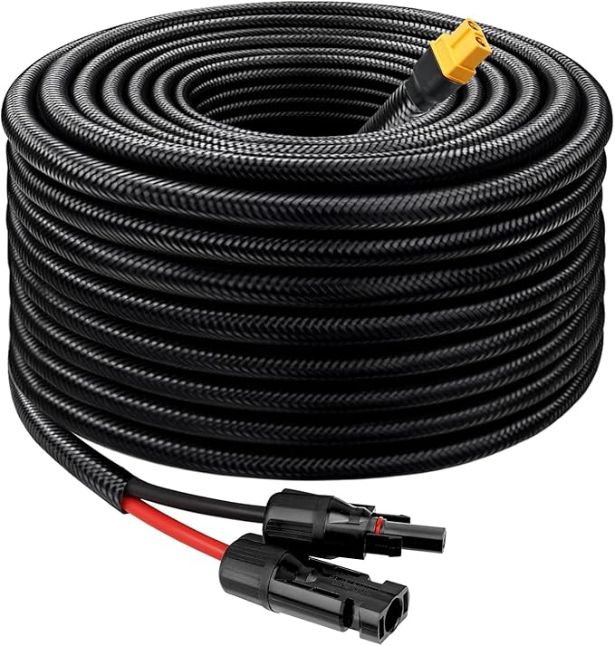 Solar to XT60 Cable 10AWG 50FT Solar Connector to XT60 Adapter Cable for Solar Panel to Battery RV