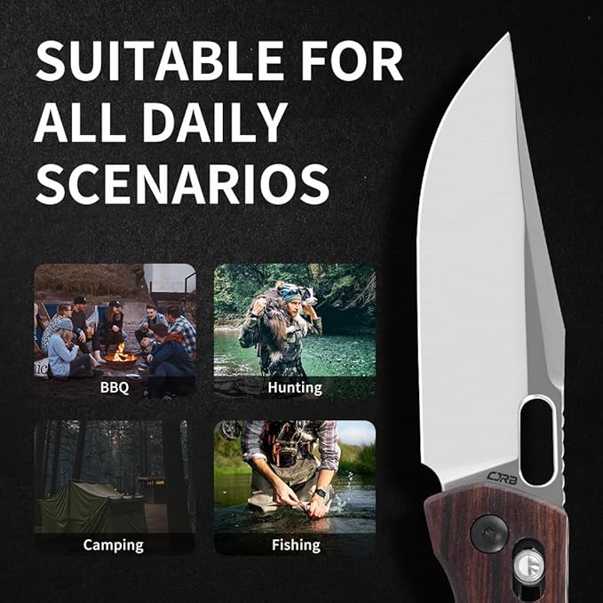 CJRB Prado Folding Pocket Knife 3.76" AR-RPM9 Sand Polish Steel Blade Rosewood Handle Crossbar Lock