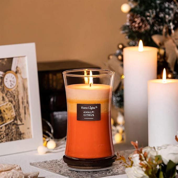 HomeLights 3-Layer Candles for Home Scented, 21.52 OZ Natural Soy Wax Scented Candles Burns Up to